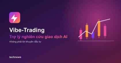 Vibe-Trading - tro ly nghien cuu giao dich AI, icon bieu do nen gradient tim hong cam