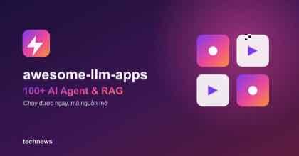 awesome-llm-apps - kho hon 100 ung dung AI Agent va RAG, icon luoi app gradient tim hong cam